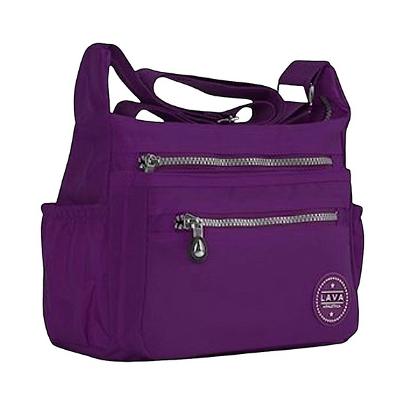 LAVA • Waterproof Nylon Purple Crossbody Shoulder Bag Handbag - Picture 2 of 8